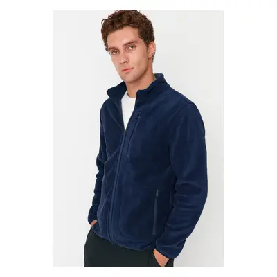 Trendyol Indigo Regular/Normal Cut Zippered Warm Thick Anti-pilling Fleece Sweatshirt