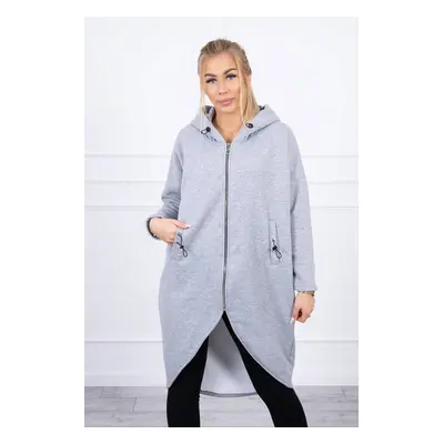 Long insulated sweatshirt in gray color