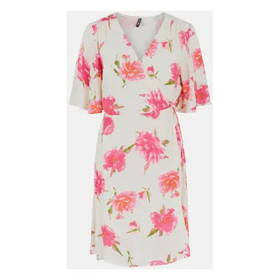 Cream floral wrap dress Pieces Tianna - Women's