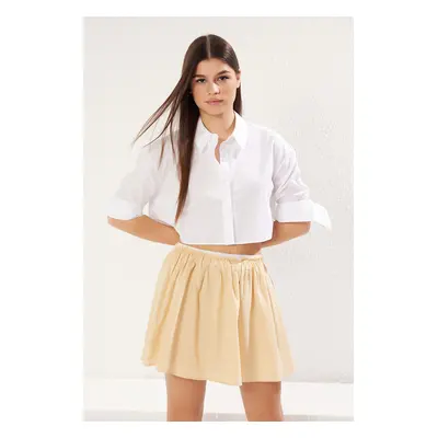 Trendyol Beige Linen Look Mini Flared Skirt