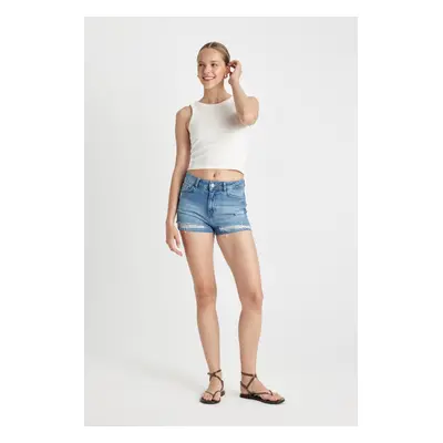 DEFACTO High Waist Cut-Toe Jean Shorts