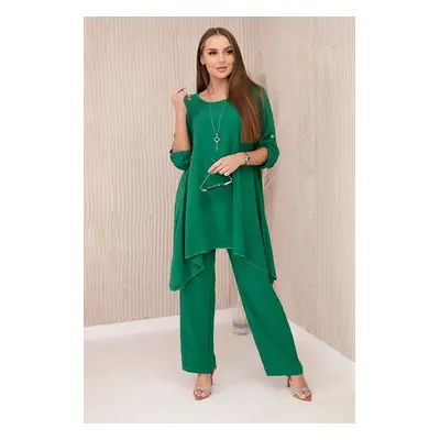 Set blouse + trousers with pendant green