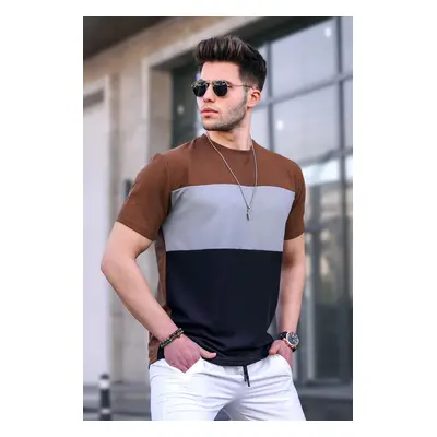 Madmext Men's Color Blocked Brown T-Shirt