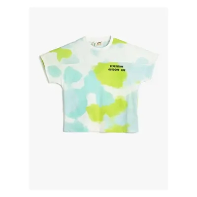 Koton T-Shirt Short Sleeve Tie Dye Patterned Crew Neck Cotton