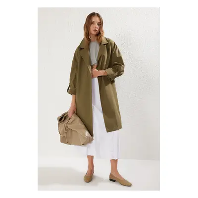 Trendyol Khaki Oversize Belted Trench Coat