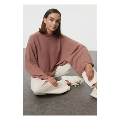 Trendyol Dusty Rose Wide Pattern Bat Sleeve Knitwear Sweater