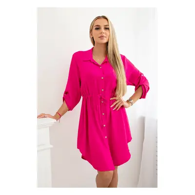 Włoski Dress with button closure and tie at the waist pink