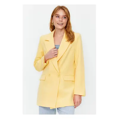 Trendyol Light Orange Regular Lined Woven Double Breasted Closure Blazer Jacket