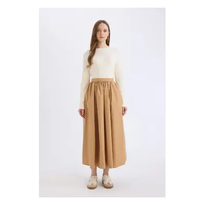 DEFACTO A-Line Waist Zippered Basic Plain Poplin Fabric Maxi Skirt