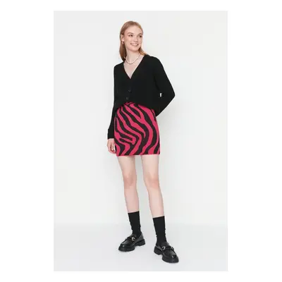 Trendyol Pink Animal Patterned Sweater Skirt