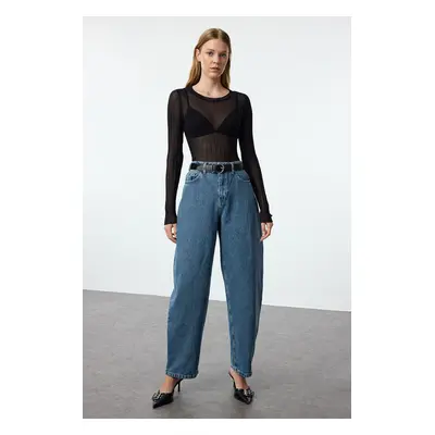 Trendyol Blue More Sustainable High Waist Skater Baggy Jeans