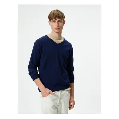 Koton V-Neck Sweater Knitwear Slim Fit Long Sleeve