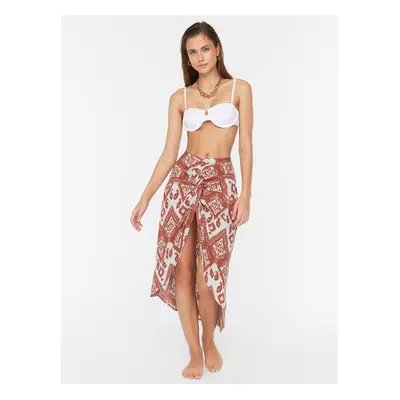 Trendyol White and Brick Patterned Beach Skirt - Women