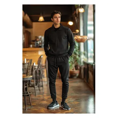 Trendyol Black Regular Cut Zippered Basic Tracksuit