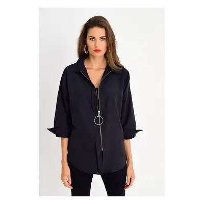 Cool & Sexy Women's Black Zipper Shirt