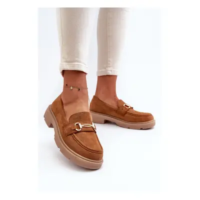 FD1 Női naplopók arany díszítéssel Eco Suede Camel Lighas