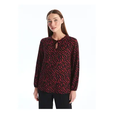 LC Waikiki LCW Lace-Up Collar Print Long Sleeve Women's Blouse