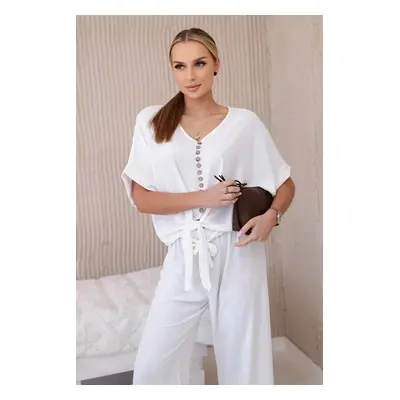 Women's set blouse + trousers - white