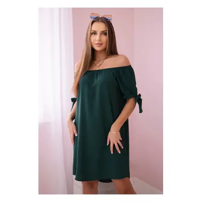 Włoski Dress tied on the sleeves dark green