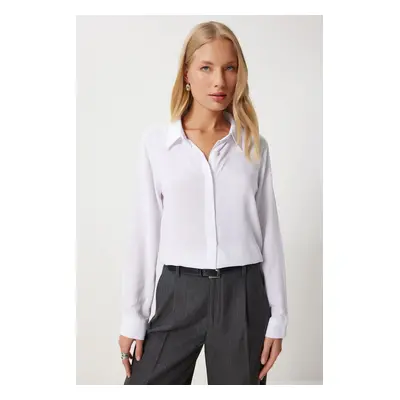 Happiness İstanbul Women's Ecru Relaxed Fit Viscose Shirt