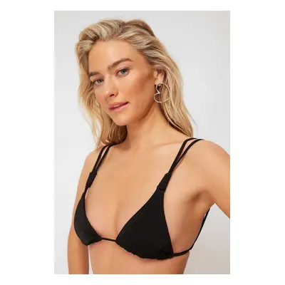 Trendyol Black Triangle Knot Bikini Top