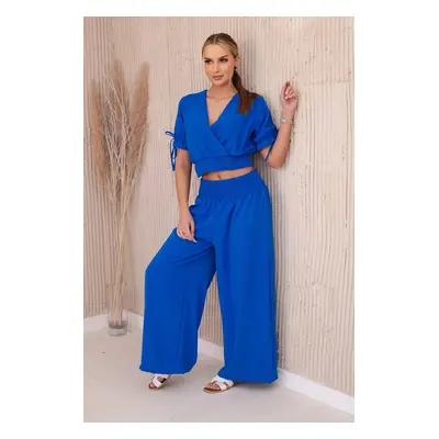 Włoski Two-piece set of trousers blouse cornflower blue