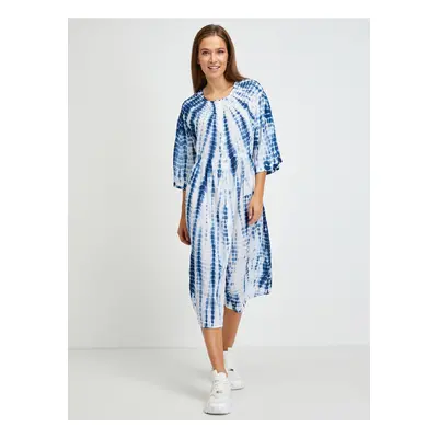 Blue and White Ladies Batik Midi-Dresses Lee - Women