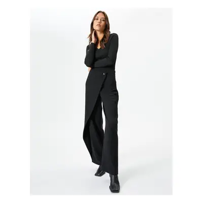 Koton Wide Leg Trousers High Waist Covered Buttoned