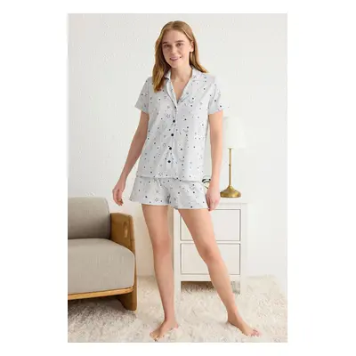 Trendyol Gray Galaxy Jersey Knitted Pajama Set