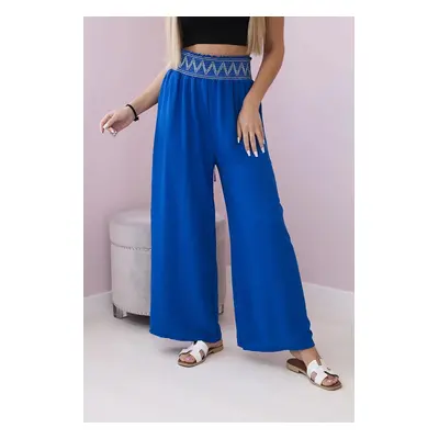 Trousers with wide elastic waistband cornflower blue