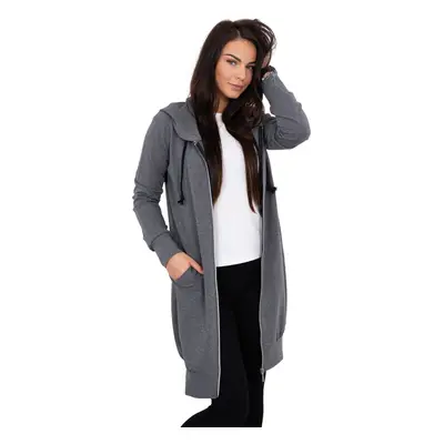 Women's long hoodie Kesi - dark gray melange