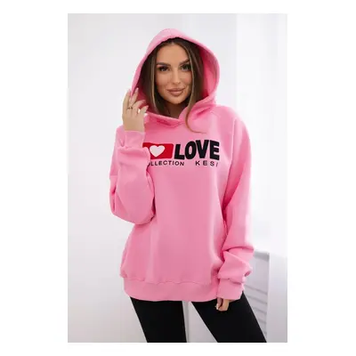 Cotton insulated hoodie light pink