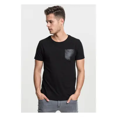 Pocket T-shirt made of blk/blk synthetic leather