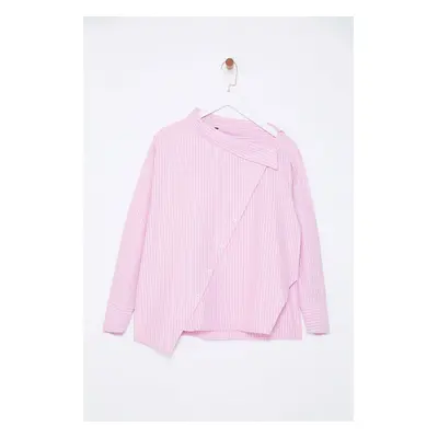 Trendyol Pink Limited Edition Collar Detailed Striped Woven Shirt