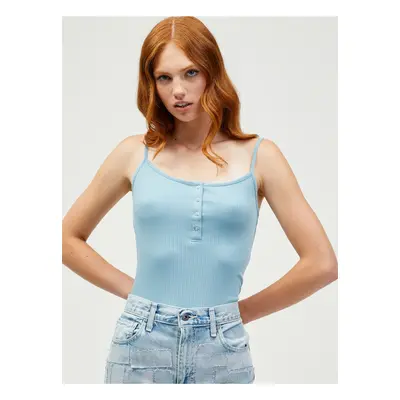 Light blue ribbed bodysuit Pieces Kitte - Women's