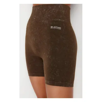 Trendyol Brown Seamless Washed Knitted Sports Shorts/Short