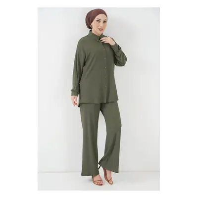 Bigdart T5858 Knitted Hijab Two Piece Suit - Khaki