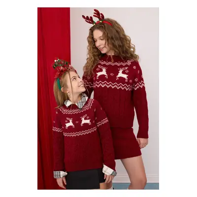 DEFACTO Christmas Themed Crew Neck Knitwear Sweater