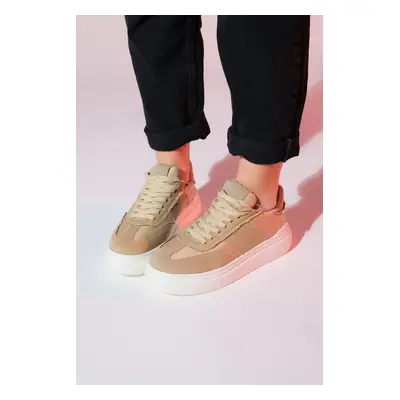 LuviShoes JOSE Beige Denim Women's Sports Sneaker