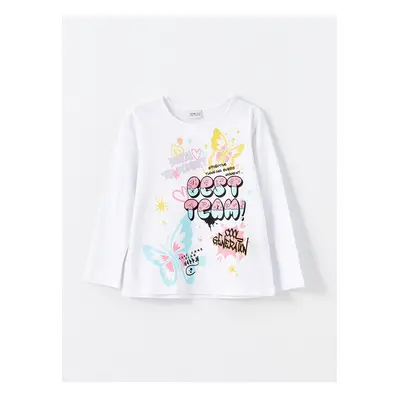 LC Waikiki LCW Crew Neck Printed Long Sleeve Girls' T-Shirt