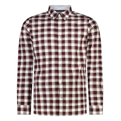 Tommy Hilfiger Shirt - SLIM BRUSHED HEATHER CHECK SHIRT burgundy