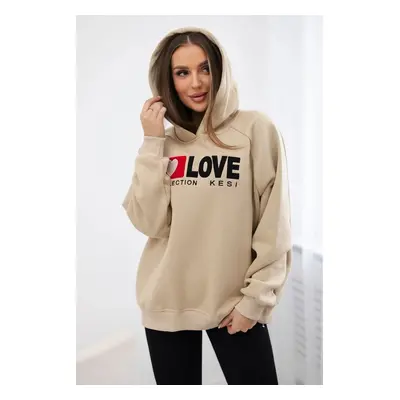 Cotton insulated hooded sweatshirt light beige