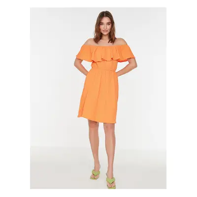 Women's Orange Dress with Off Shoulders Trendyol - Women