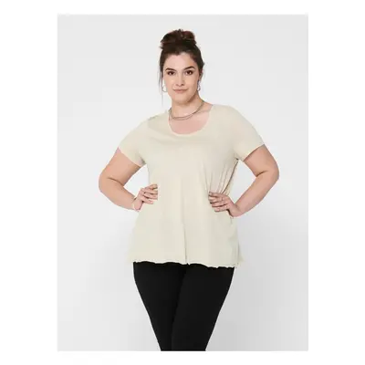 Beige basic T-shirt ONLY CARMAKOMA Glitter - Women