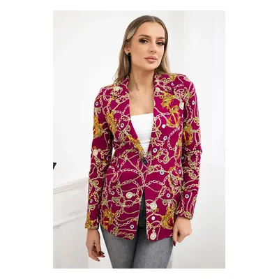 Turecki Printed cotton jacket with a button dark purple