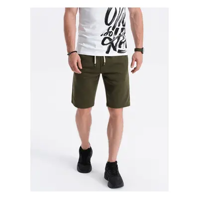 Ombre Men's short shorts with pockets - dark olive