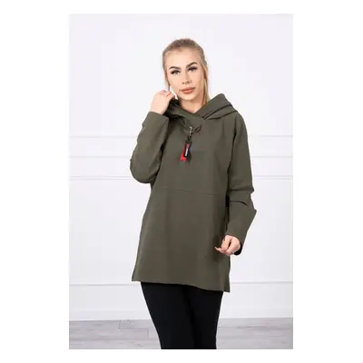 Tunic with zipper on hood Oversize khaki