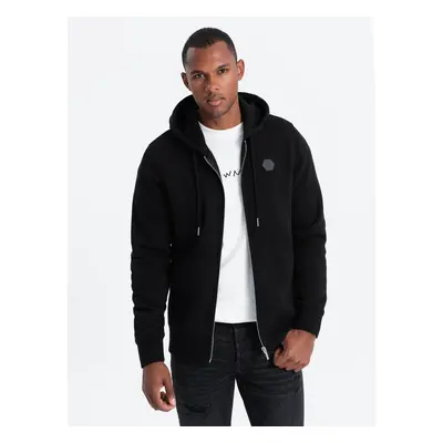 Ombre Unbuttoned men's HOODIE sweatshirt in a pleasant knit fabric - black