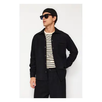 Trendyol Black Relaxed Fit Cashmere Snap Closure Winter Textured Jacket Shirt