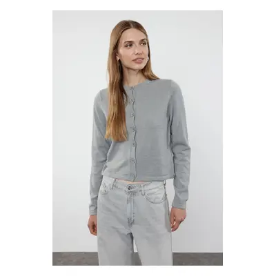 Trendyol Gray Woolen Jacket-Look Knitwear Cardigan